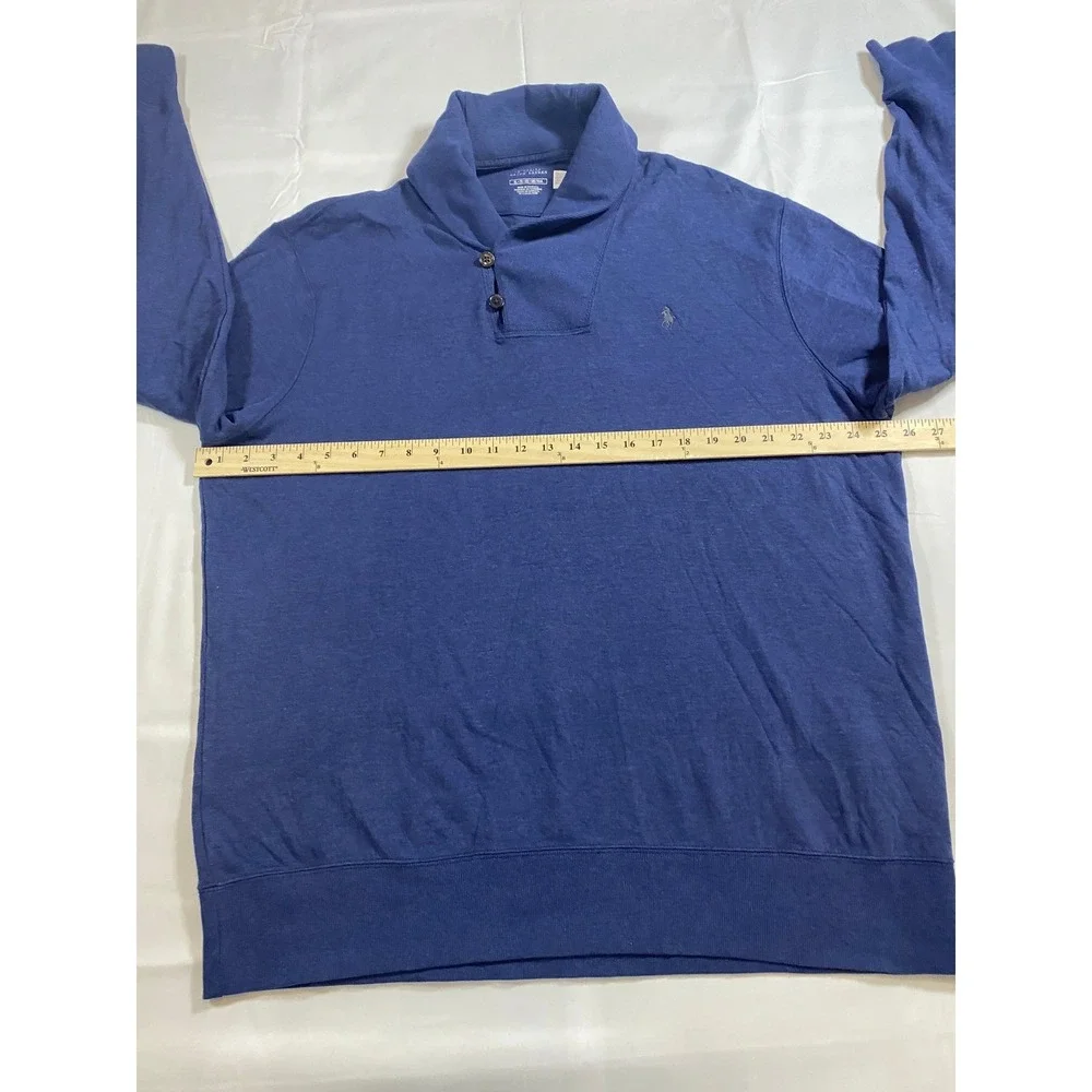 Polo Ralph Lauren Men Large‎ Shawl Collar Pullover Sweatshirt Navy Blue